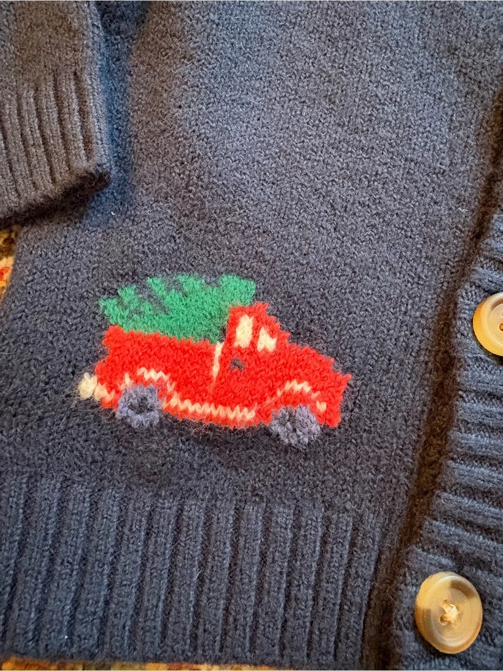 NEW | Navy Button-Front Cardigan with Red Truck | PineTree | Old Navy | 18-24M